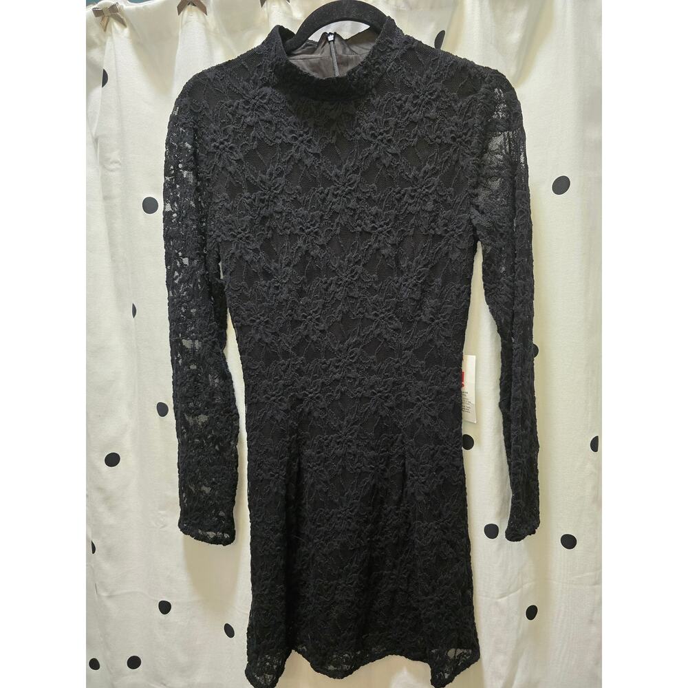 NWT Bardot black Vezza lace long sleeve mini dress size 4